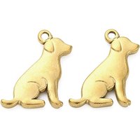 Pendentif en Acier Inoxydable 304 Charm Chien avec Plaquage en Or 18K