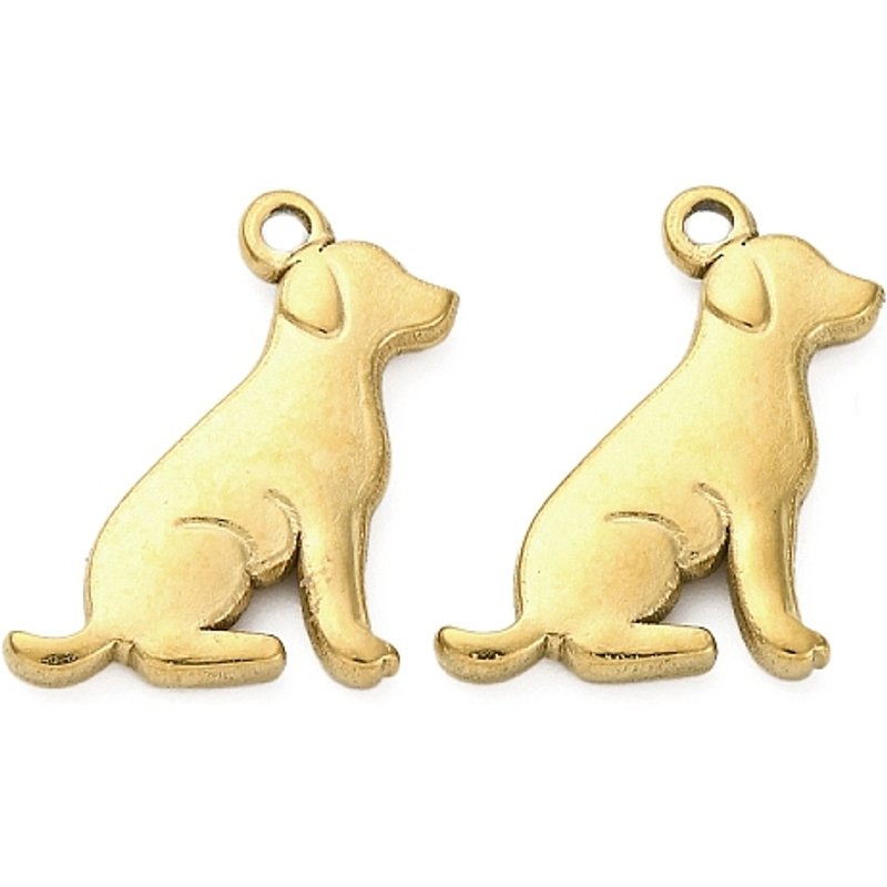 Pendentif en Acier Inoxydable 304 Charm Chien avec Plaquage en Or 18K — Breloques et pendentifs