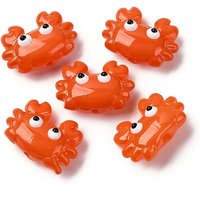 Handmade Lampwork Enamel Beads, Crab, Orange Red — Jewelry Beads
