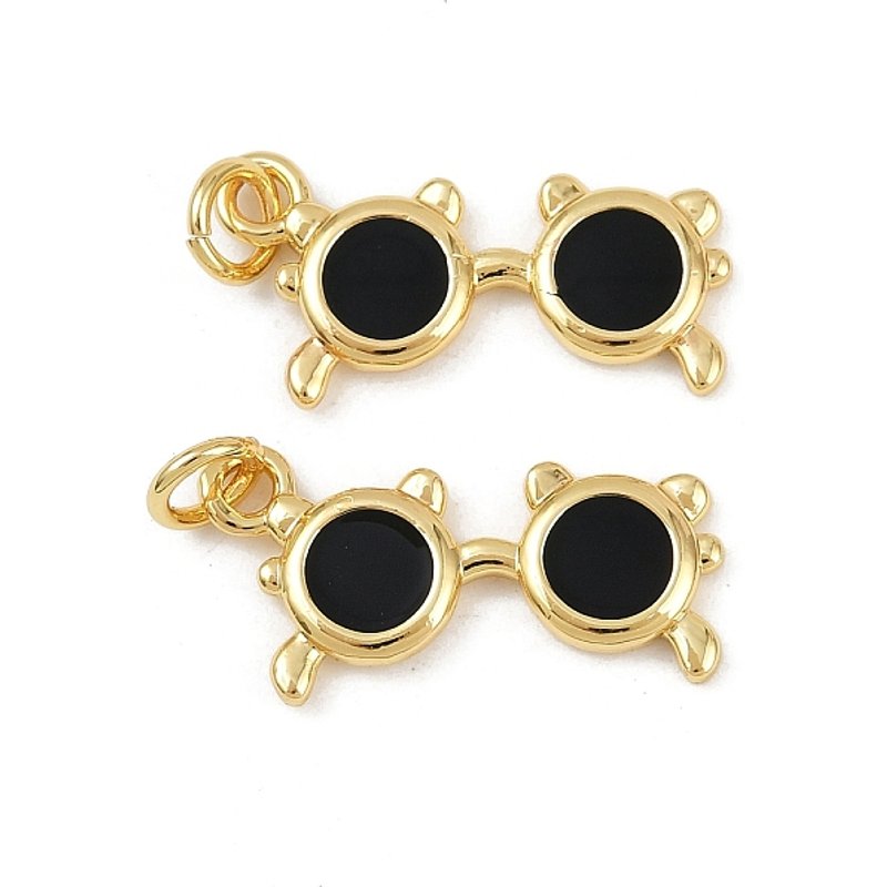 Brass Enamel Eyeglasses Charms with Jump Ring, 18K Gold Plated — Charms & Pendants