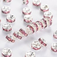 Perles Espaceuses en Rhinestone de Laiton Grade A, Plaquées Argent, Sans Nickel — Perles à bijoux
