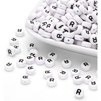 Acrylic Letter Beads with Horizontal Hole, Flat Round, 7x4mm — Jewelry Beads