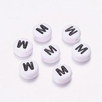 Acrylic Letter Beads with Horizontal Hole, Flat Round, 7x4mm — Jewelry Beads