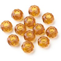 Glass European Rondelle Beads, Large Hole, Goldenrod, 14x8mm