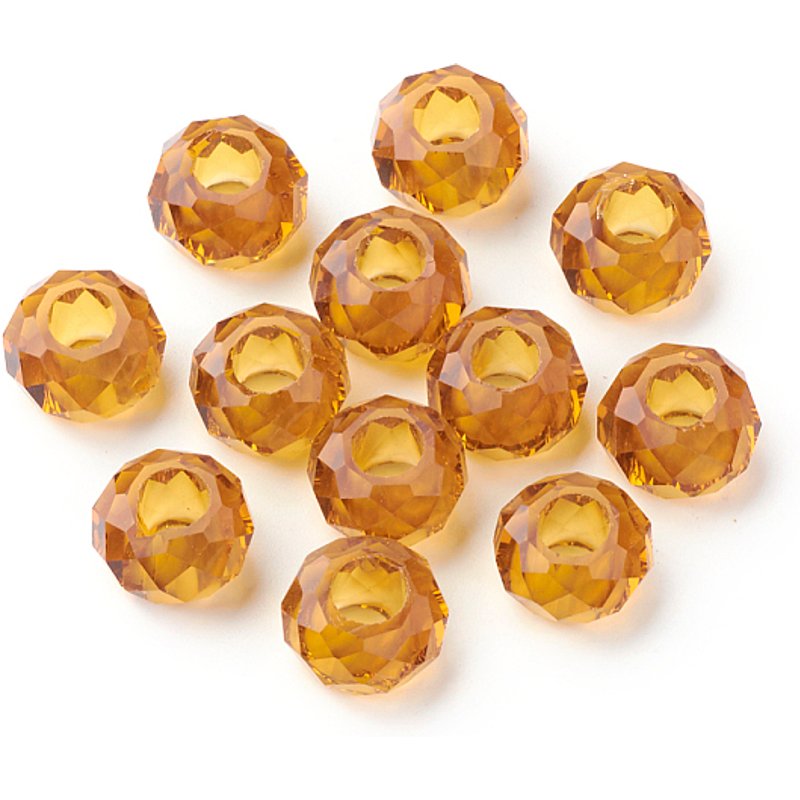 Glass European Rondelle Beads, Large Hole, Goldenrod, 14x8mm — Jewelry Beads