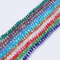 Perles en verre électroplaquées, couleurs mélangées, rondelle facettée, 8mm — Perles à bijoux