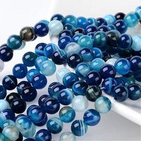 Perles d'agate rayée naturelle bleue, rondes, grade A, 8mm, 43pcs — Perles à bijoux