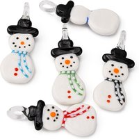 Pendentif en verre soufflé fait main, bonhomme de neige, couleurs variées, 65x25x10mm