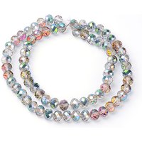 Brins de perles rondelles facettées en verre électroplaqué, vert, 10x8mm — Perles à bijoux