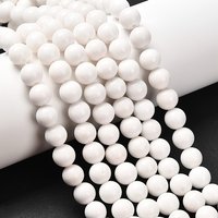 Brins de perles rondes en jade Mashan naturel, teintées blanches, 8mm — Perles à bijoux