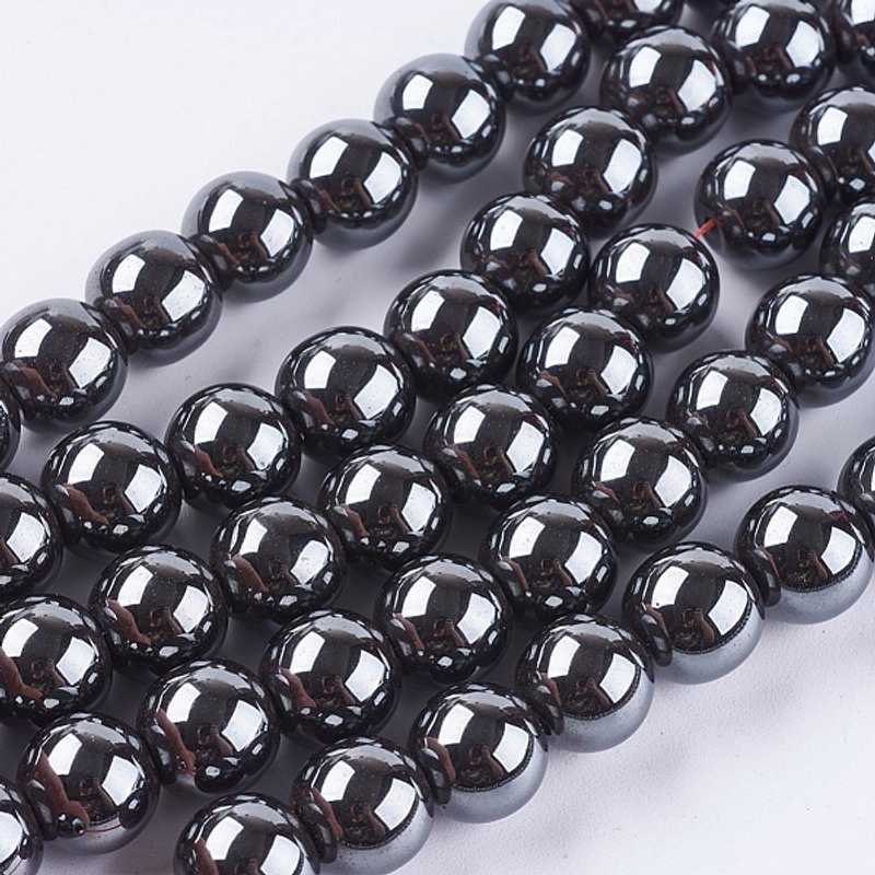 Non-Magnetic Synthetic Hematite Beads Strands, Round, 10mm — Jewelry Beads