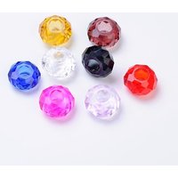 Perles Européennes en Verre, Rondelle Facettée, Couleurs Mélangées, 14x8mm — Perles à bijoux