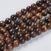Brins de perles en œil de tigre naturel, qualité AB, 6mm, 15 pouces — Perles à bijoux