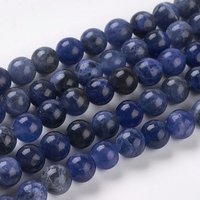 Fils de perles de sodalite naturelle, Grand A, rond, 6mm, 15 pouces — Perles à bijoux