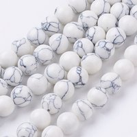 Brins de perles en howlite synthétique, rondes, 8mm, 48pcs, 15 pouces — Perles à bijoux