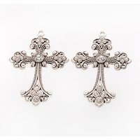 Pendentif gothique en croix en alliage de strass argent antique — Breloques et pendentifs