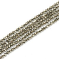 Fils de perles de pyrite naturelle, grade AB, facettées, kaki foncé, 2 mm — Perles à bijoux