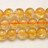 Fils de perles de citrine naturelle Grade A, rond, 6mm, 15,5 pouces — Perles à bijoux