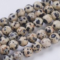 Fils de perles en jaspe dalmatien naturel, rond, 6mm, 29pcs