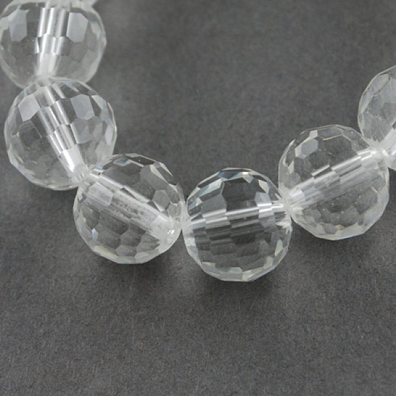 Brins de Perles en Verre Transparent, Ronde Facettée 12mm — Perles à bijoux