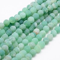 Natural Weathered Agate Beads Strands, Dyed Frosted Round Aquamarine — Jewelry Beads