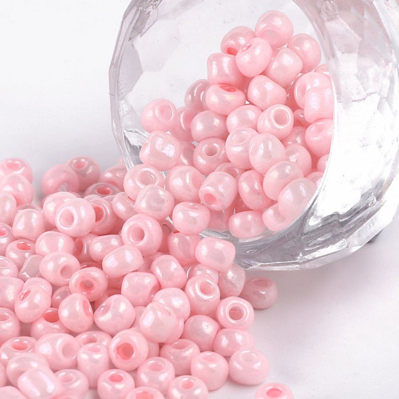 Perles de Verre pour Création de Bijoux DIY, Rondes, Roses, 4mm — Perles à bijoux