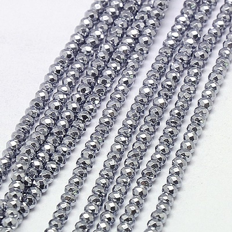 Brins de perles en hématite synthétique non magnétique électroplaqué, 16 pouces — Perles à bijoux