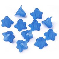 Perles en acrylique transparent bleu, givré et en forme de fleur, 17.5x12mm — Perles à bijoux
