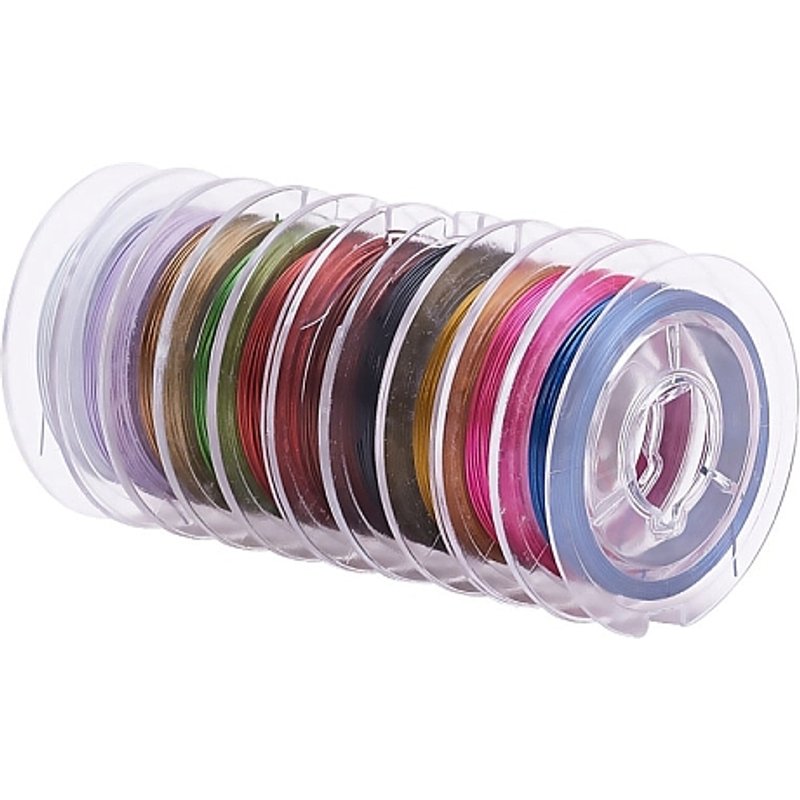 Fil Tiger Tail, Acier inoxydable revêtu de nylon, Couleur mixte, 0,38 mm — Chaînes, fils et cordons
