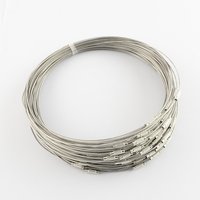 Stainless Steel Wire Necklace Cord with Brass Screw Clasp, 17.5 in
