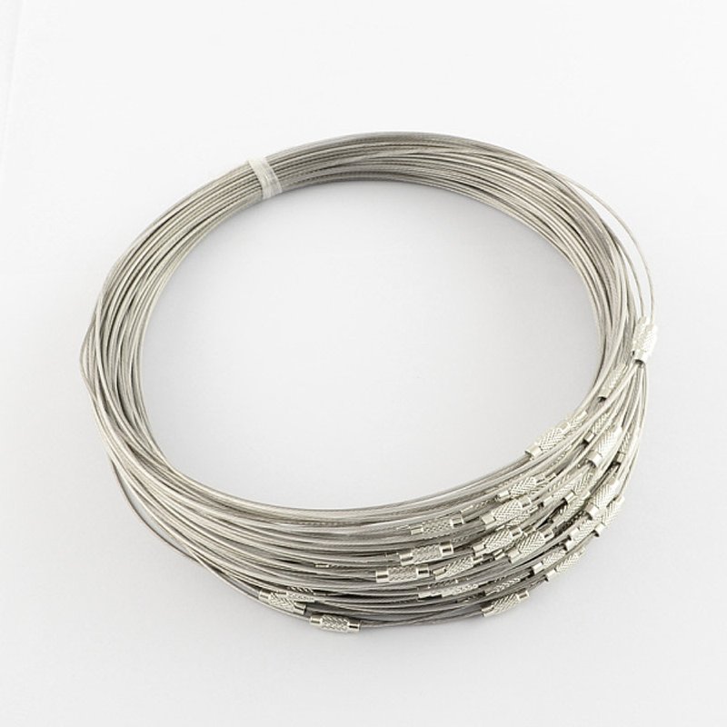 Stainless Steel Wire Necklace Cord with Brass Screw Clasp, 17.5 in — Jewelry Making Tools
