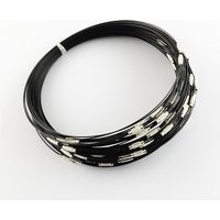 Stainless Steel Wire Necklace Cord with Brass Screw Clasp, Black — Jewelry Making Tools