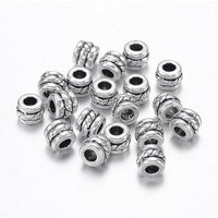 Perles Espacées en Alliage de Style Tibétain, Argent Antique, 5x4mm — Perles à bijoux