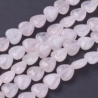 Fil de perles de quartz rose naturel, cœur, rose brume, 15,3 pouces — Perles à bijoux