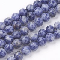Natural Blue Spot Jasper Bead Strands, Round, 8mm, 15 inch — Jewelry Beads