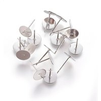 Tarnish Resistant 304 Stainless Steel Flat Round Ear Stud Findings — Jewelry Findings