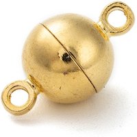 Attaches magnétiques en laiton avec boucles, ronds, dorés, 16x10mm — Accessoires pour bijoux