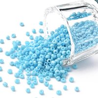 Perles de Verre Opaques Couleur Bleu Ciel pour Création de Bijoux