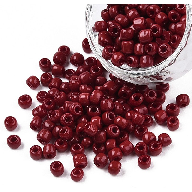 Glass Seed Beads, Dark Red, 4mm, 1.5mm Hole, 4500pcs/pound — Jewelry Beads