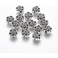 Perles en Alliage de Style Tibétain - Design de Fleur en Argent Antique