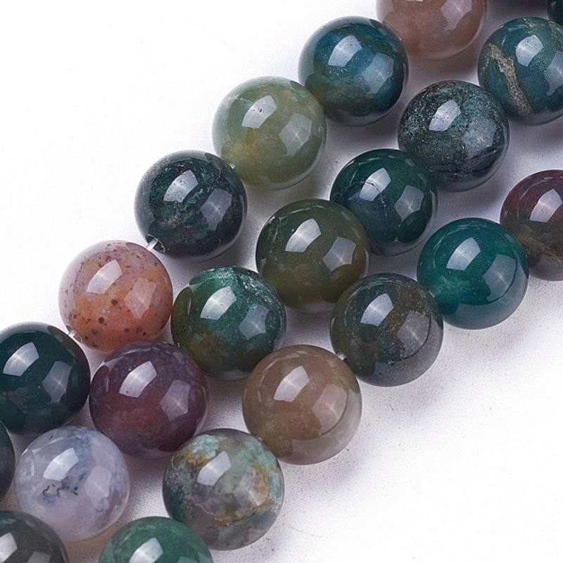 Fil de perles rondes en agate naturelle indienne, 6 mm, 14,5 pouces — Perles à bijoux