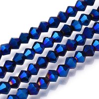 Electroplate Glass Bead Strands, Rainbow Plated, Blue Bicone — Jewelry Beads