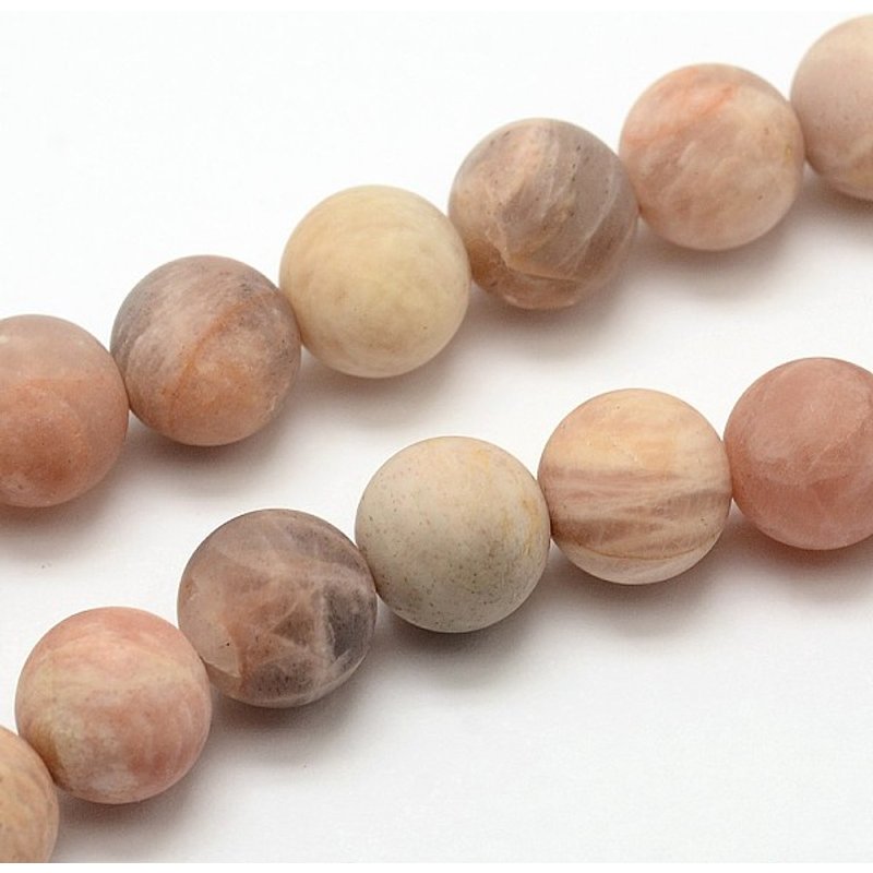 Fil de perles rondes en pierre de soleil givrée, 8mm, 47pcs/fil — Perles à bijoux