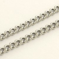 304 Stainless Steel Curb Chains - Tarnish Resistant, 32.8 Feet Roll
