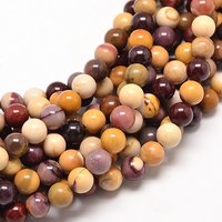 Fils de perles rondes en Mookaite naturel, 8mm, 15 pouces, 45-47 pcs — Perles à bijoux