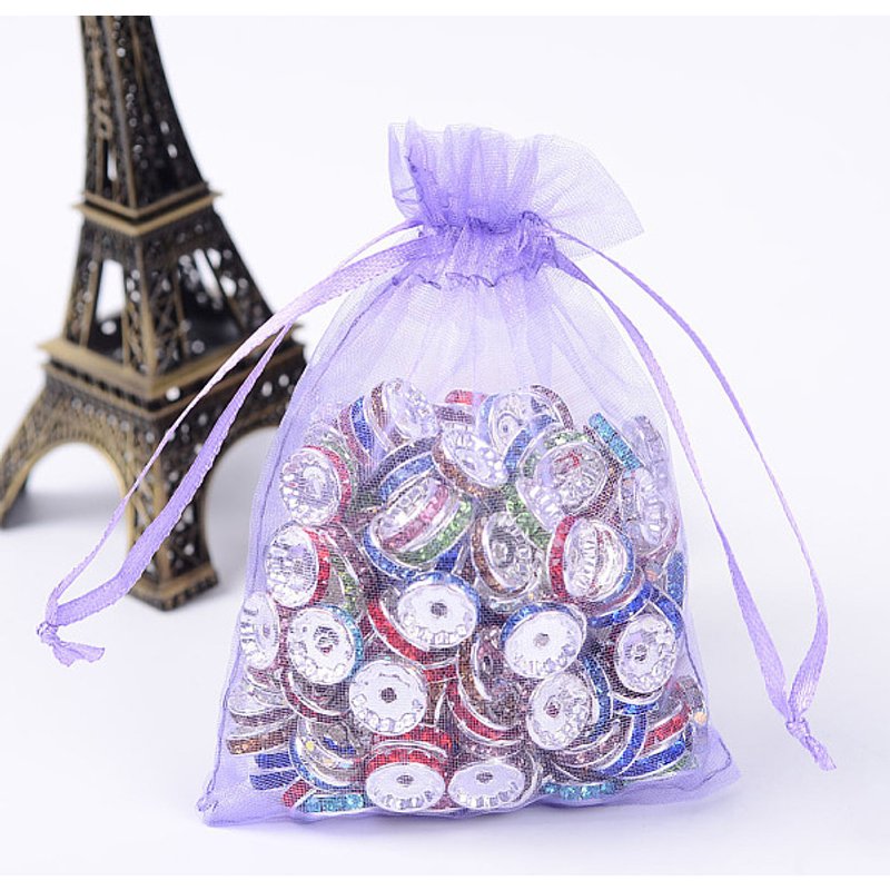 Sacs en Organza avec Cordon, Violet Moyen, 12x9cm — Rangement et présentation