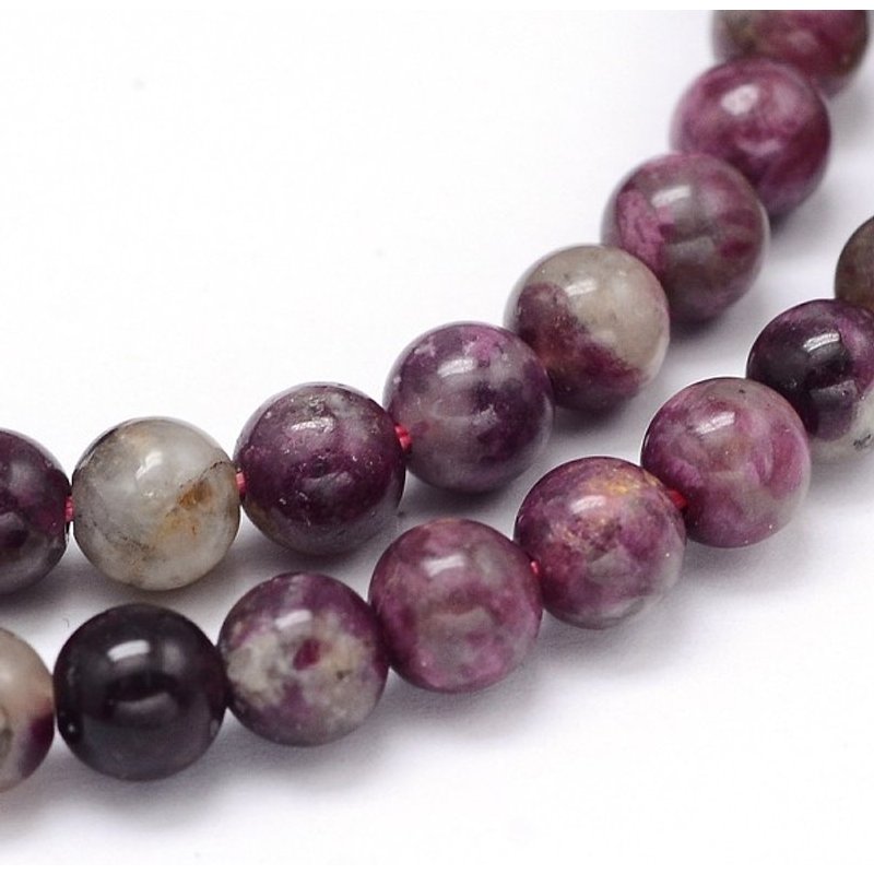 Natural Grade A Plum Blossom Tourmaline Round Bead Strands — Jewelry Beads