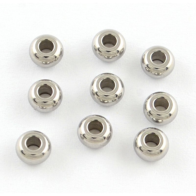 Perles Espaceuses Rondelle en Acier Inoxydable 201, 5x3mm, Trou: 2mm — Perles à bijoux