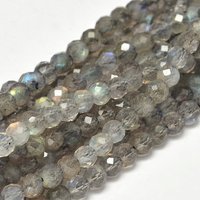 Fils de perles de labradorite naturelle facettée ronde, 4mm, 98pcs/fils — Perles à bijoux