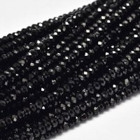 Brins de perles facettées en spinelle noir naturel, 3x2mm — Perles à bijoux